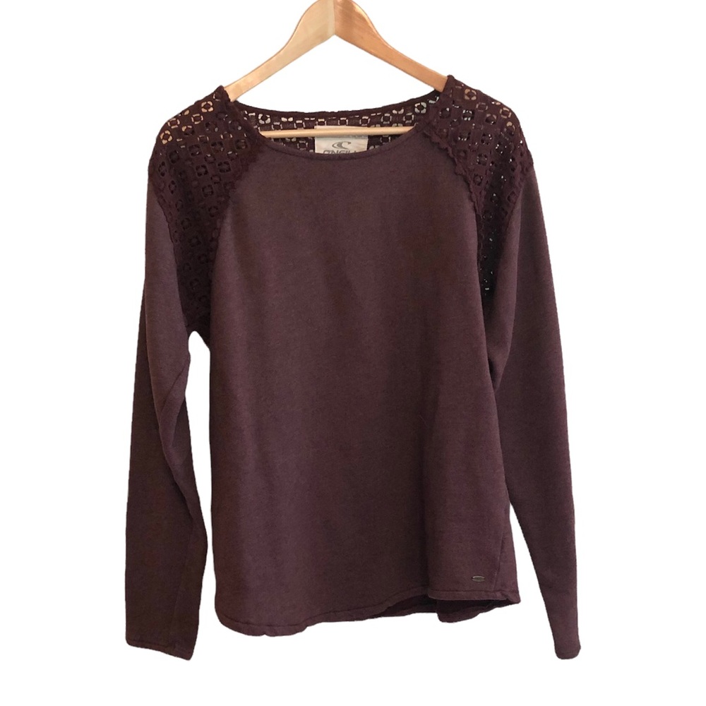 Oneill Womens Long Sleeve Shirt Crochet Burgundy L
